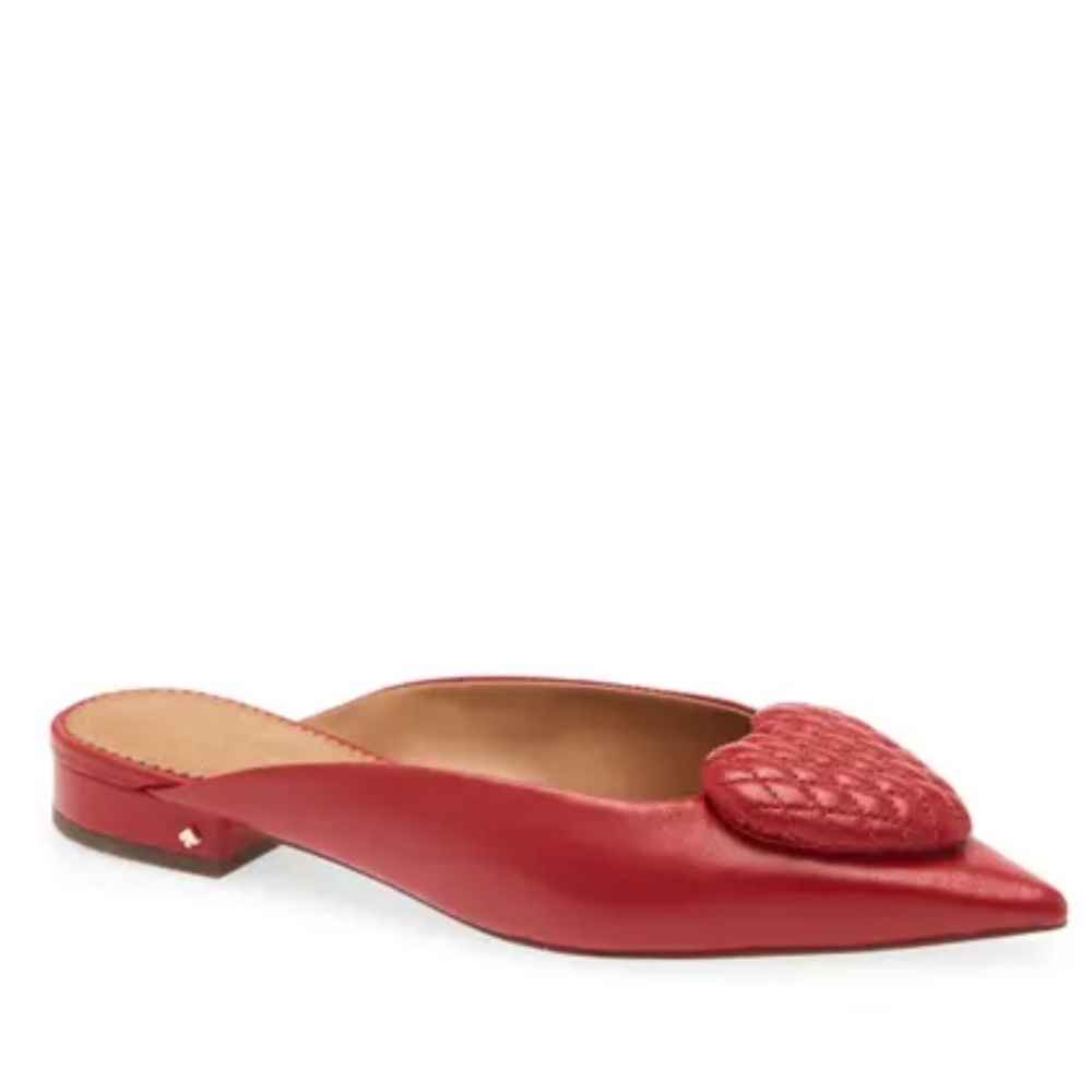 Kate Spade  Red Pointed Toe Mules  8B – Low Block Heel – Slip-On Designer Shoes - Picture 2 of 12